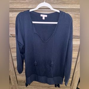 Lilly Pulitzer Light Weight Sweater Navy Blue Tassel Sweater Size XL